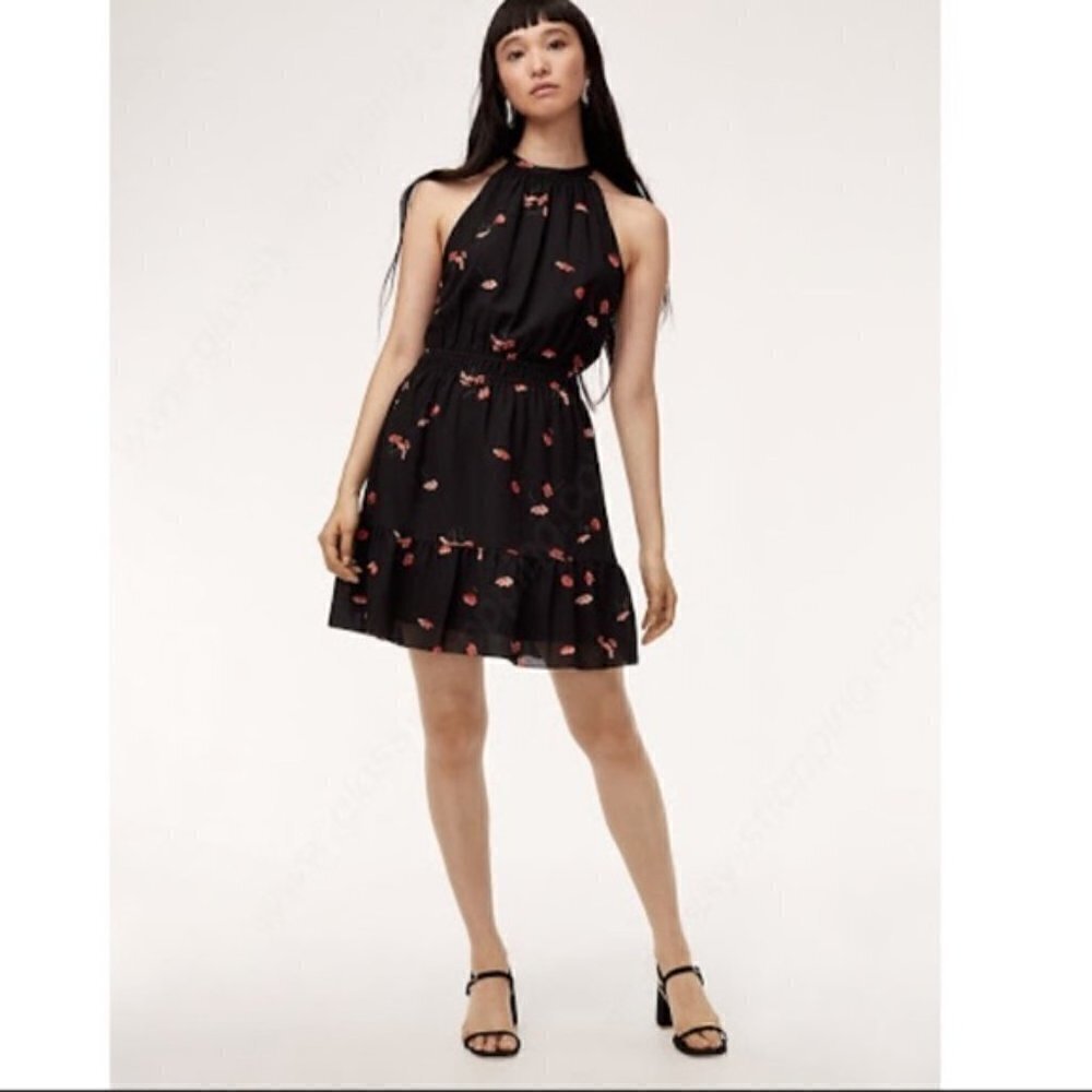 Aritzia Wilfred Effet Cinched Waist Halter Mini Dress